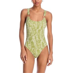 Aqua Swim One Piece Swimsuit olive‎ green white MEDIUM